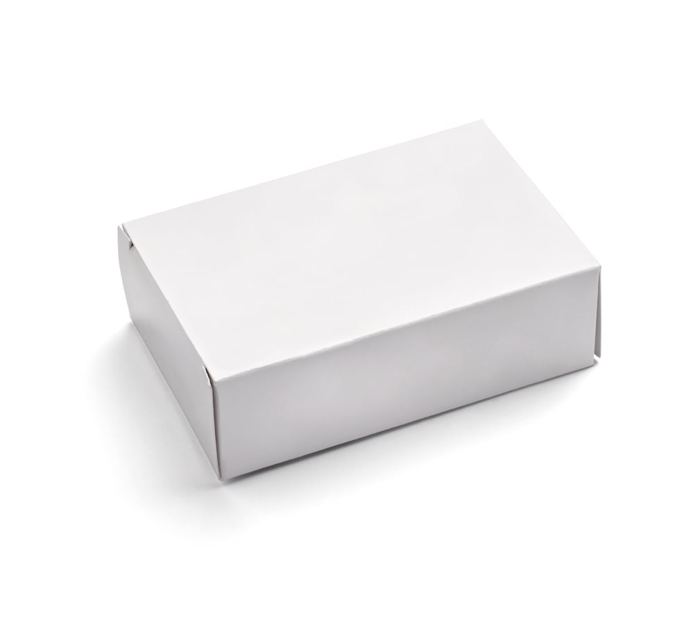 close up of  a white box on white background with clipping path